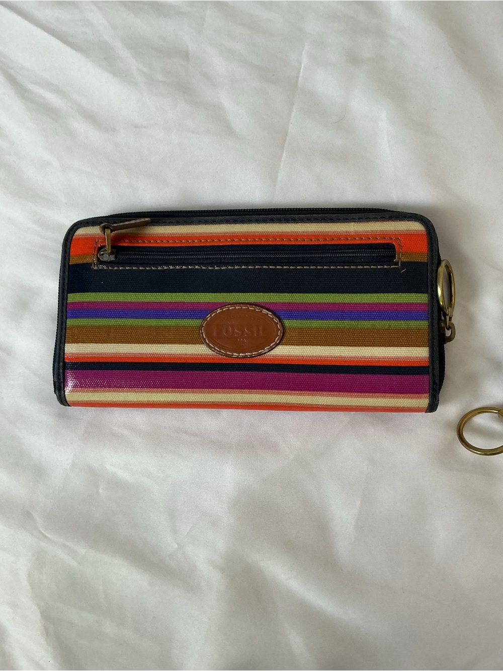 Fossil Colorful Striped Tote & Wallet Set – Canvas + Leather Boho Bundle - Picture 14 of 15